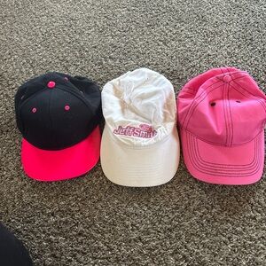 Set of Three Caps - Black, White, and Pink